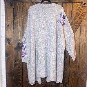Capsule Embroidered Long Floral Open Cardigan Duster